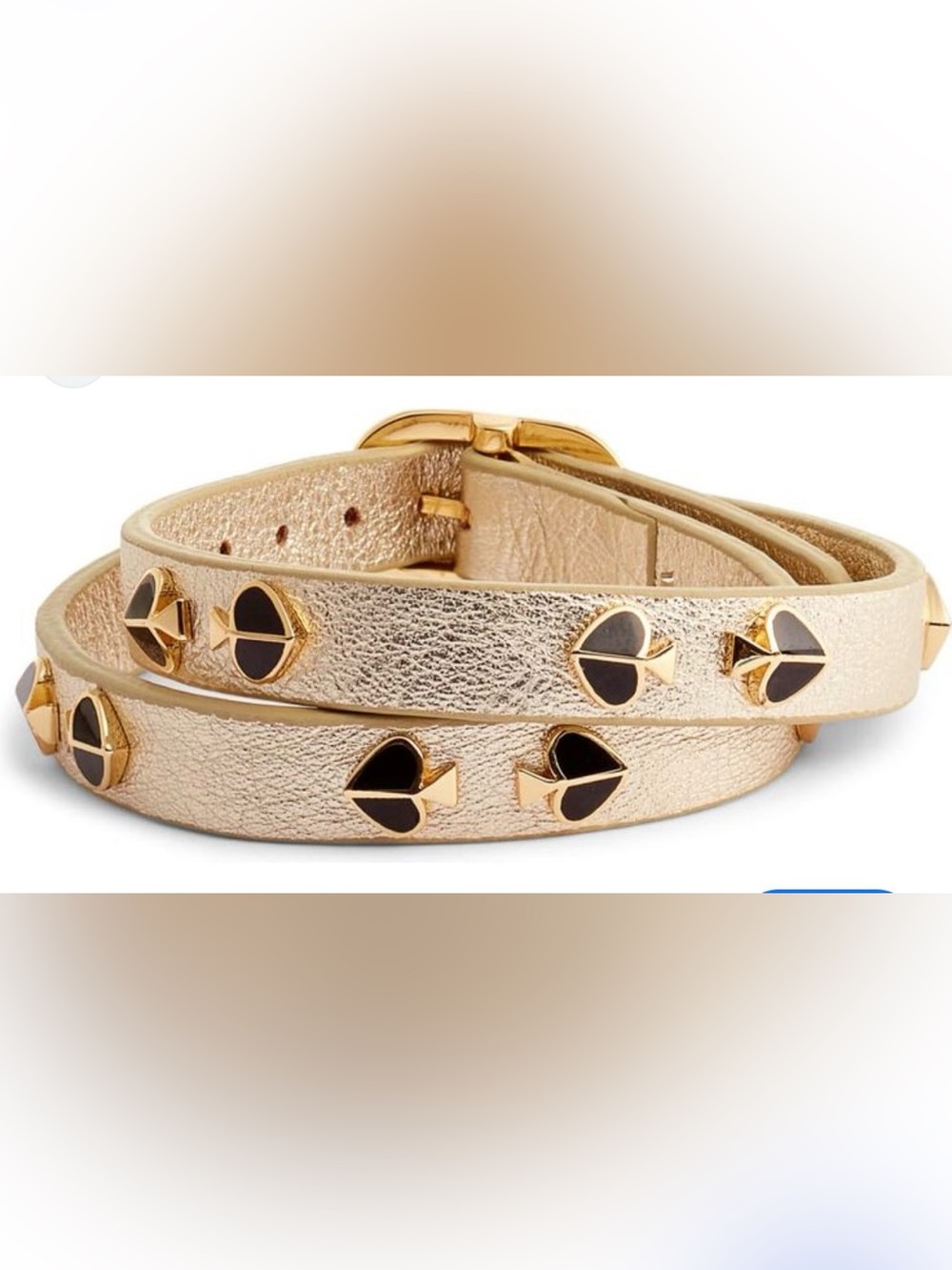 Kate Spade double wrap metallic leather bracelet